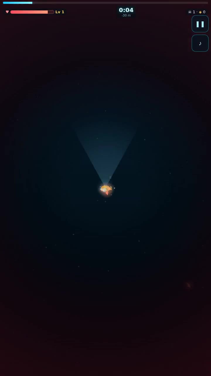 abyss survivor gameplay: The vessel under pressure in the dark underwater arena.