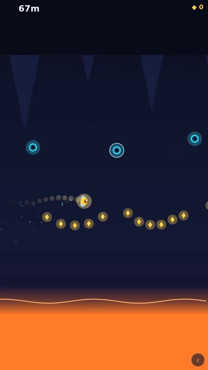 Hookfly character flying beneath anchor rings and above a crystal trail