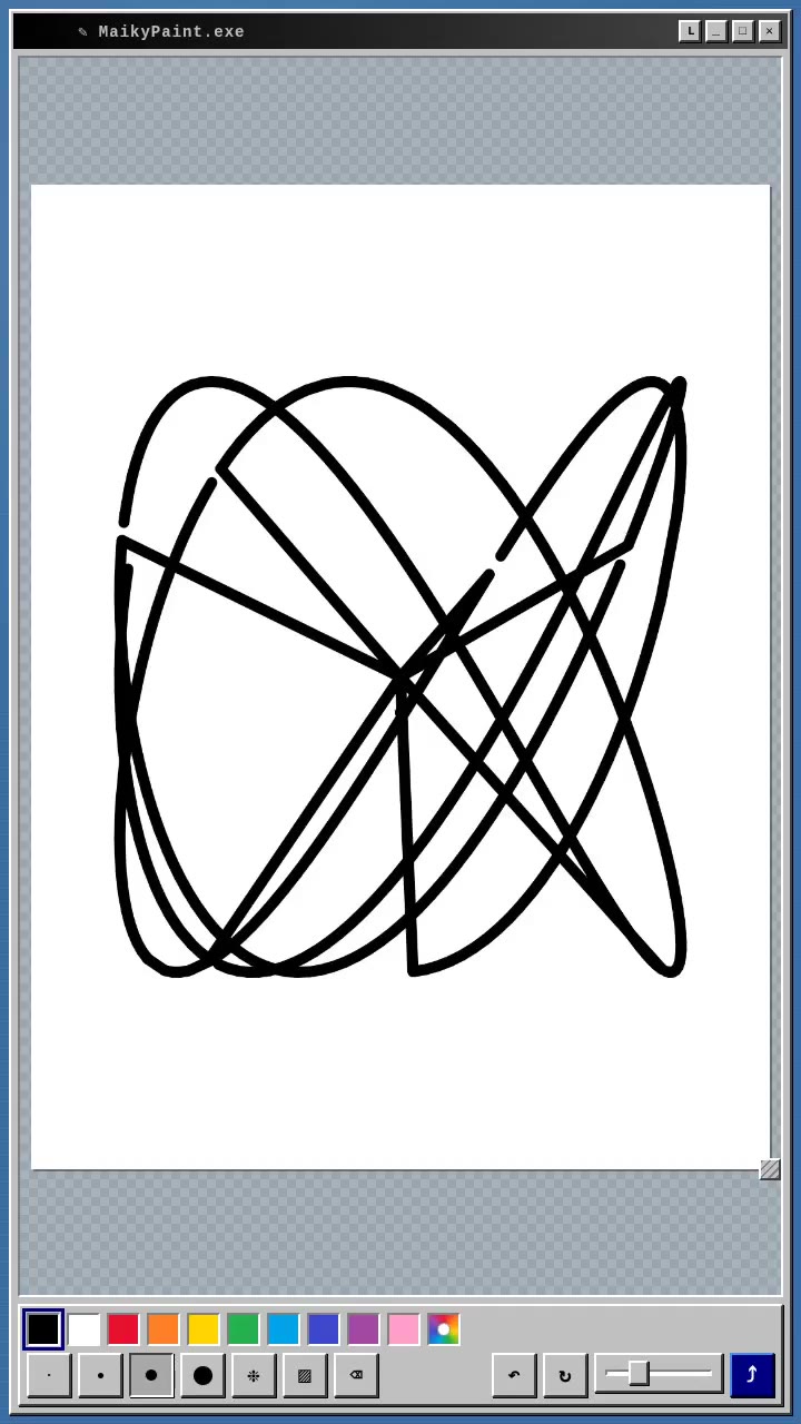 MaikyPaint canvas with additional overlapping strokes and visible editing tools